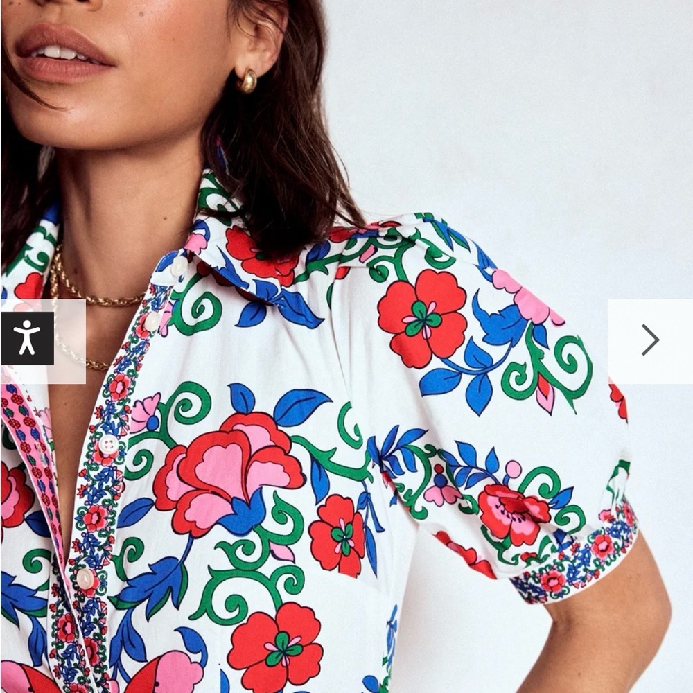 New Boden Alexa Floral Maxi Shirt Dress Ornamental Lattice - Picture 4 of 11
